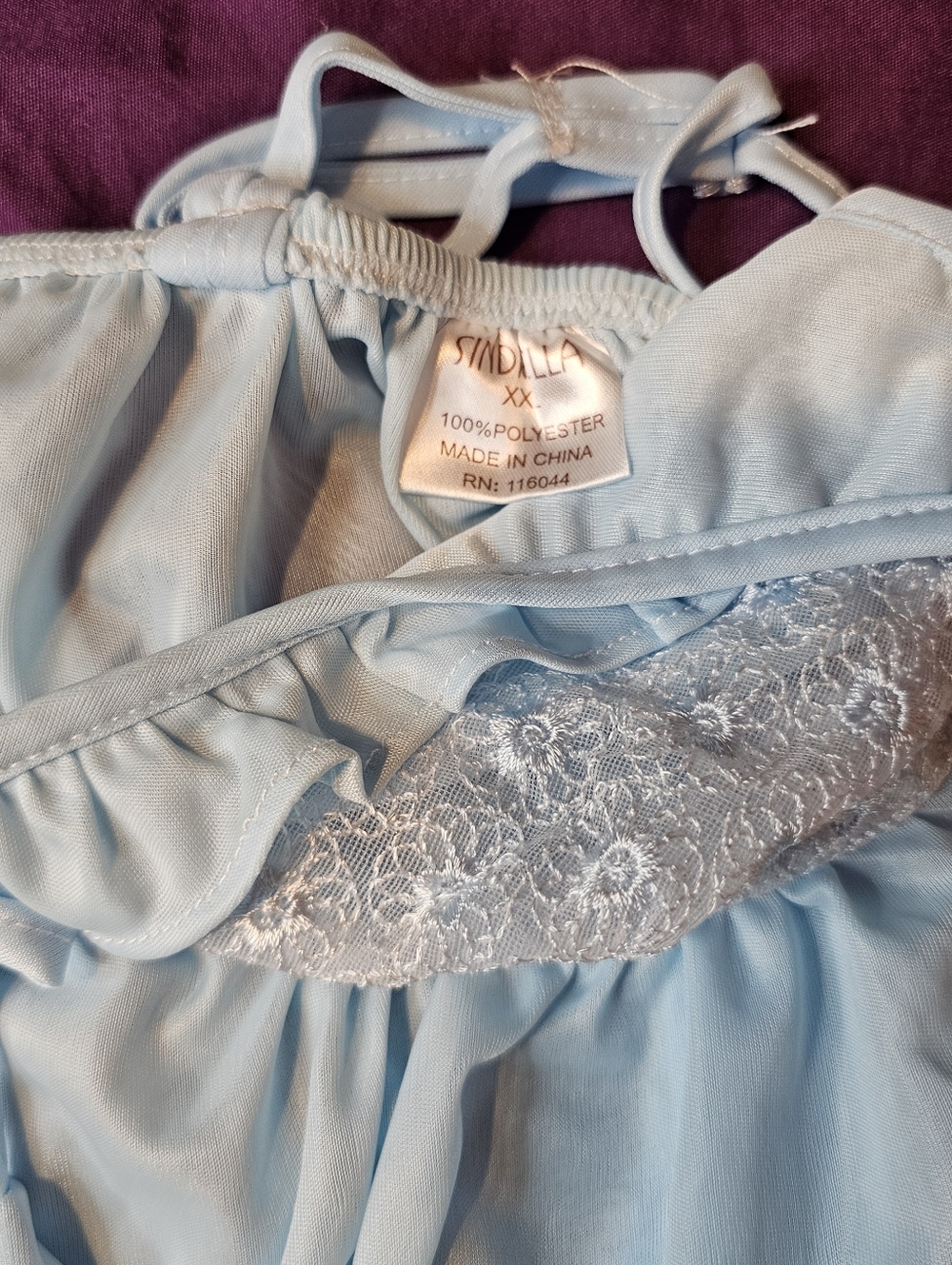 Sindrella Light Blue Lace-Trim Sleep Dress In XXL - Picture 3 of 4